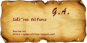 Güns Alfonz névjegykártya